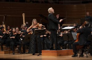 Violinist Anne-Sophie Mutter (violin) and British composer and conductor Thomas Adès, August 30 at the Lucerne festival, Switzerland.
